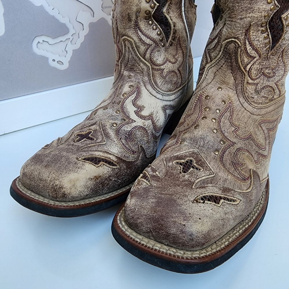 Laredo Spellbound Western Boots Goat Sanded Real Leather Size 9.5 - Picture 10 of 16